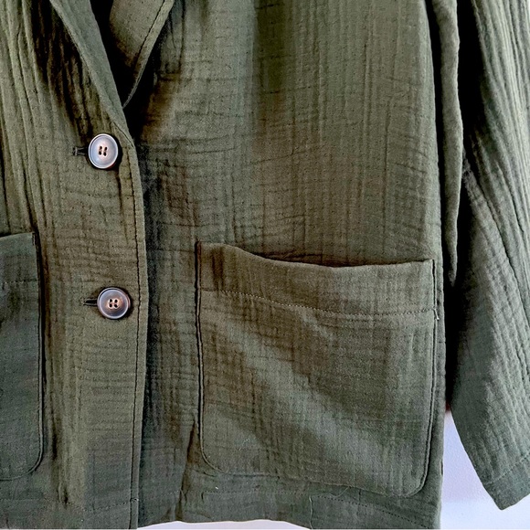 Madewell Lghtspun Dorset cotton Blazer Ladies size large Olive green - Picture 3 of 6